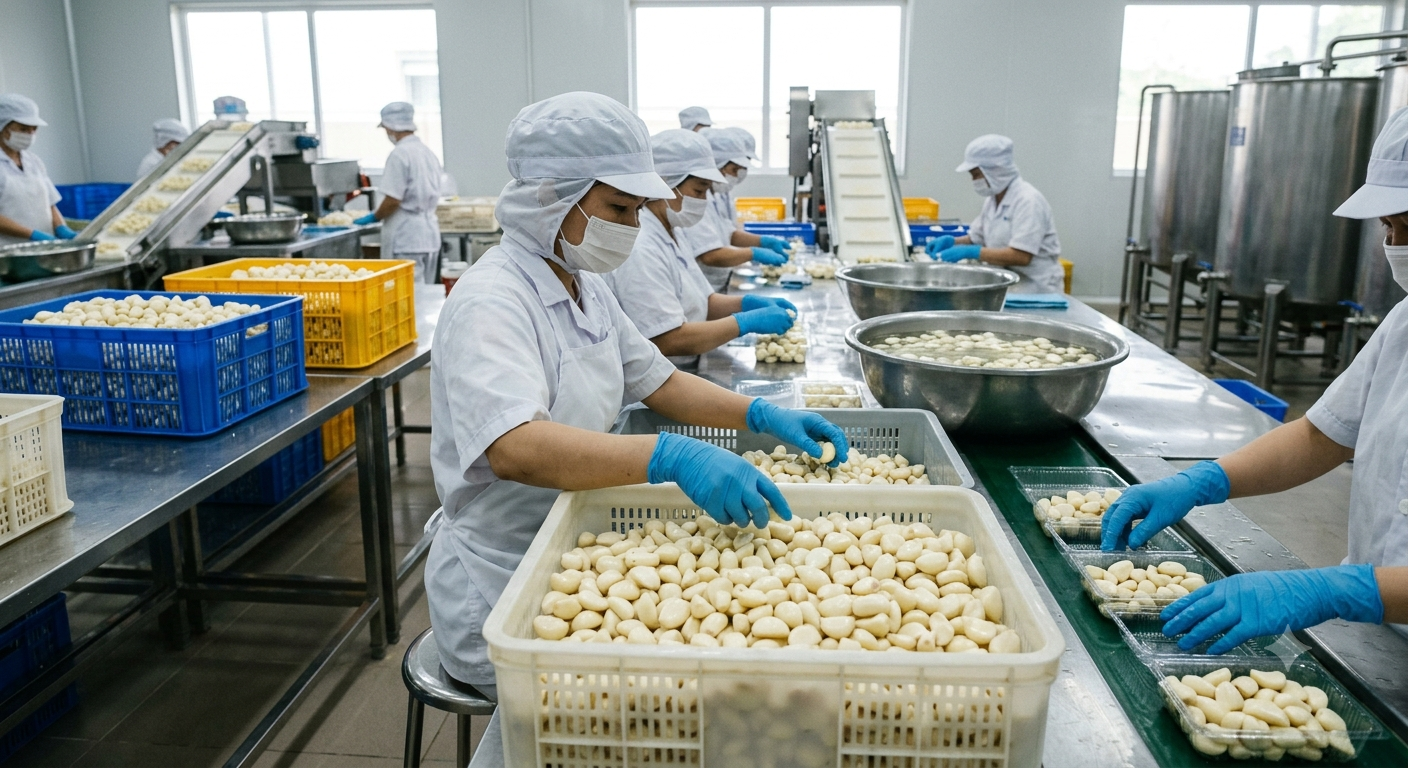 Đặc điểm của tỏi lột sẵn qua các phương pháp xử lý nước trong khâu bảo quản